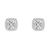 Cushion Cut Moissanite Shadow Halo Stud Earrings