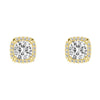 Cushion Cut Moissanite Shadow Halo Stud Earrings