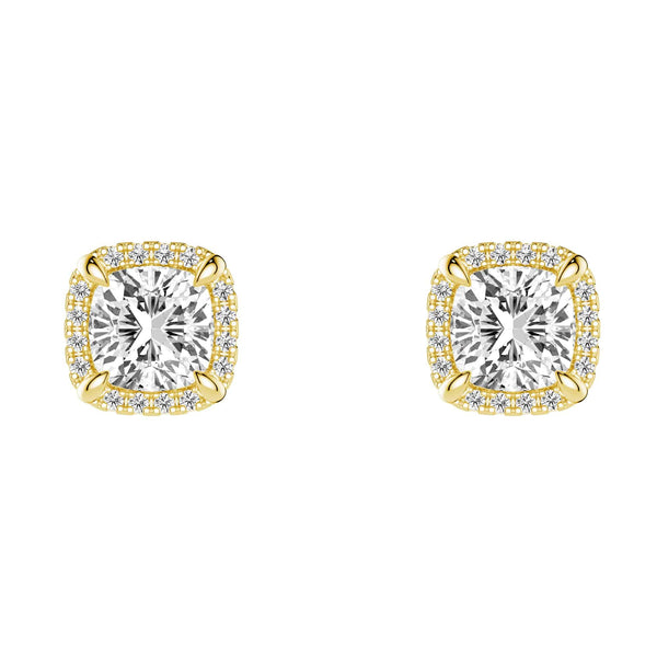 Cushion Cut Moissanite Shadow Halo Stud Earrings