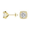 Cushion Cut Moissanite Shadow Halo Stud Earrings