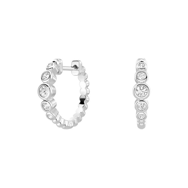 Lab Grown Diamond Five Stone Beaded Hoop Earrings