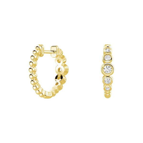 Lab Grown Diamond Five Stone Beaded Hoop Earrings