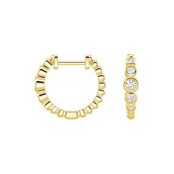 Lab Grown Diamond Five Stone Beaded Hoop Earrings