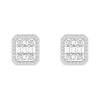 Infinity Halo Lab Grown Diamond Rectangular Cluster Stud Earrings