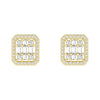 Infinity Halo Lab Grown Diamond Rectangular Cluster Stud Earrings
