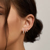 Triple Stack Hoop Earrings Set with Lab Grown Diamond Accent