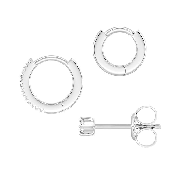 Triple Stack Lab Diamond Stud and Hoop Earrings Set