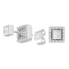 Convertible 2 in 1 Beaded Jacket Stud Earrings with Princess Cut Lab Diamond