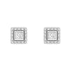Convertible 2 in 1 Beaded Jacket Stud Earrings with Princess Cut Lab Diamond