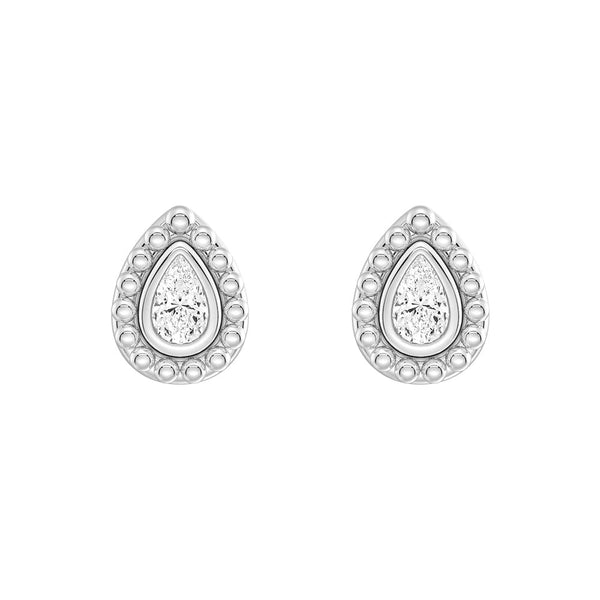 Convertible 2 in 1 Beaded Jacket Stud Earrings with Pear Cut Lab Diamond