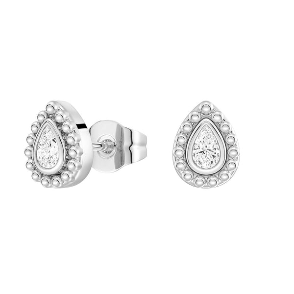 Convertible 2 in 1 Beaded Jacket Stud Earrings with Pear Cut Lab Diamond