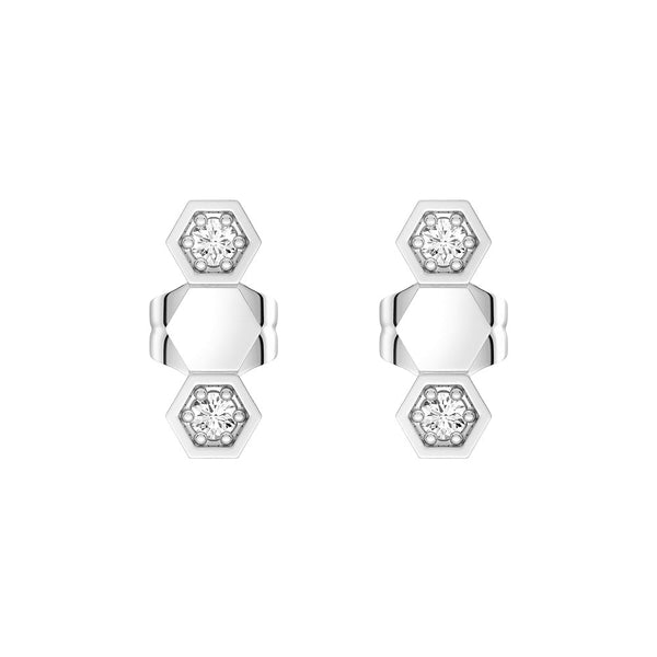 Honeycomb Hexagon Stud Earrings with Lab Grown Diamonds