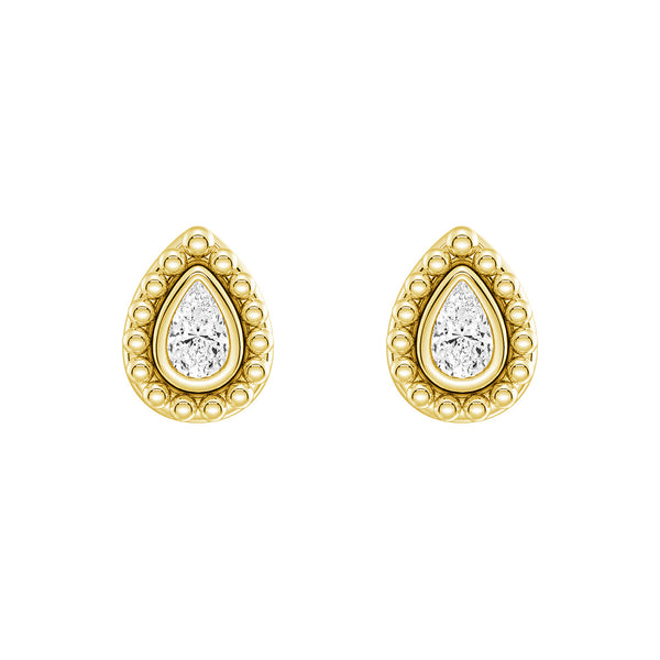 Convertible 2 in 1 Beaded Jacket Stud Earrings with Pear Cut Lab Diamond
