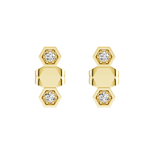 Honeycomb Hexagon Stud Earrings with Lab Grown Diamonds