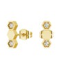 Honeycomb Hexagon Stud Earrings with Lab Grown Diamonds