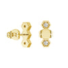 Honeycomb Hexagon Stud Earrings with Lab Grown Diamonds