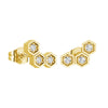 Honeycomb Hexagon Cluster Stud Earrings with Lab Grown Diamonds