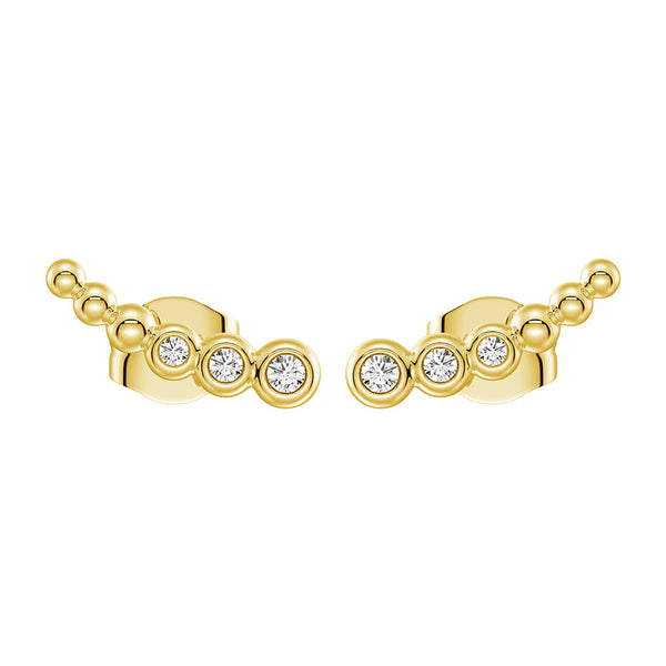 Moonlit Embrace Curved Bead Stud Earrings with Lab‑Grown Diamonds