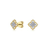 Raised-Edge Clover Diamond Studs with Centered Sparkle