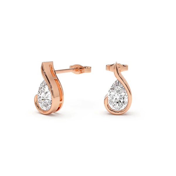Liquid Curve Teardrop Lab Grown Diamond Studs