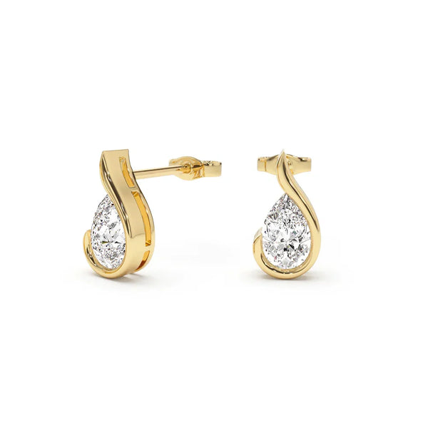 Liquid Curve Teardrop Lab Grown Diamond Studs