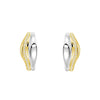 Two-Tone Semi Hoop Eearrings with Edge-Stitched Diamonds