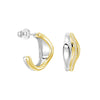 Two-Tone Semi Hoop Eearrings with Edge-Stitched Diamonds