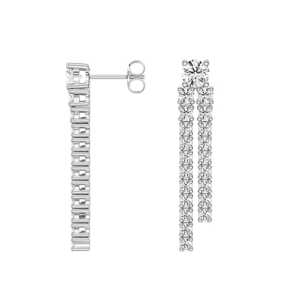 Dynamic Stud Earrings with Tremble Diamond Fringe Drops