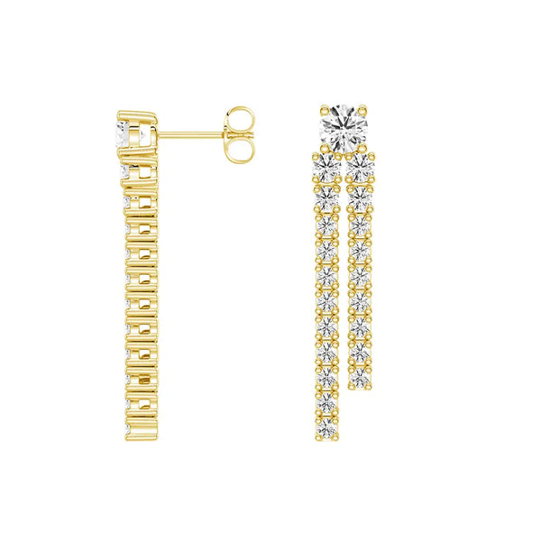 Dynamic Stud Earrings with Tremble Diamond Fringe Drops