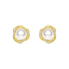 Freshwater Pearl Stud Earrings with Diamond Floral Halo