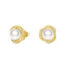 Freshwater Pearl Stud Earrings with Diamond Floral Halo