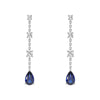 Elegant Tiered Diamond Stud Earrings with Trembling Lab Sapphire Drop