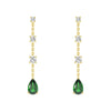 Tiered Diamond Cascade Stud Earrings with Trembling Lab Emerald Drop