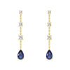Elegant Tiered Diamond Stud Earrings with Trembling Lab Sapphire Drop