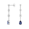 Elegant Tiered Diamond Stud Earrings with Trembling Lab Sapphire Drop