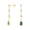 Tiered Diamond Cascade Stud Earrings with Trembling Lab Emerald Drop