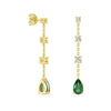Tiered Diamond Cascade Stud Earrings with Trembling Lab Emerald Drop