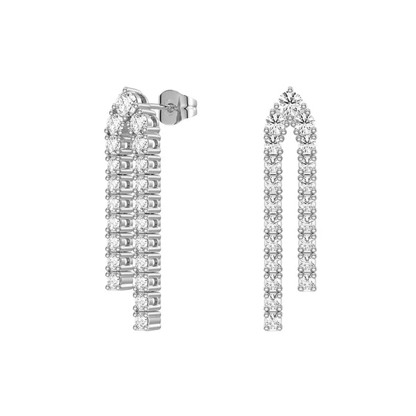 Parallel Diamond Chain Earrings with Architectural Drops