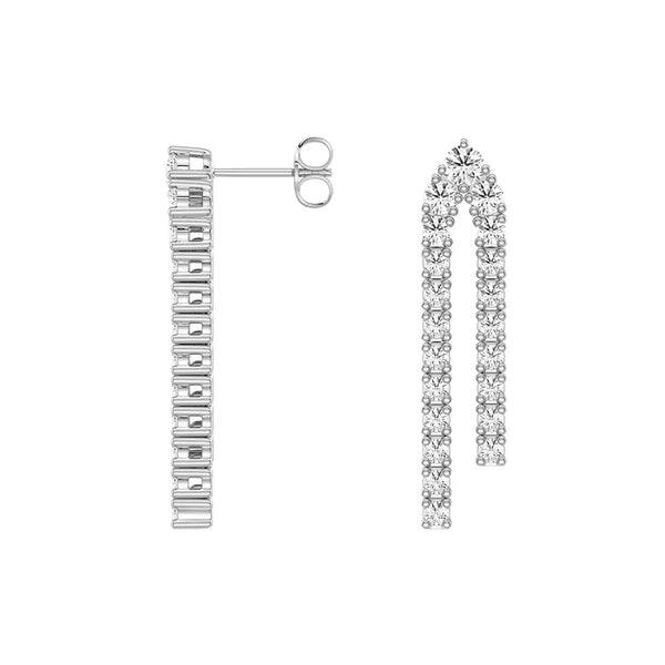 Parallel Diamond Chain Earrings with Architectural Drops