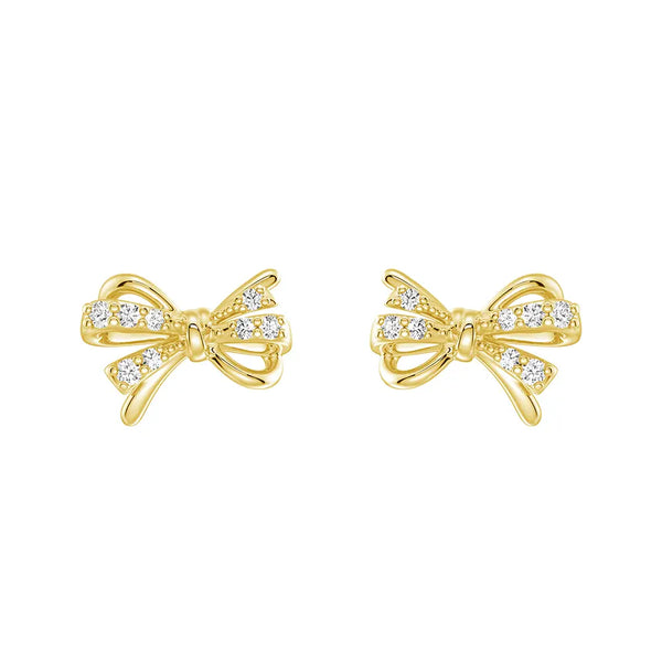 Filigree Bow Edge Moissanite DiamondStud Earrings