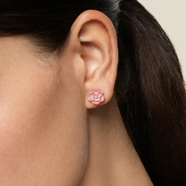 “Blossom of Compassion” Breast Cancer Awareness Stud Earrings