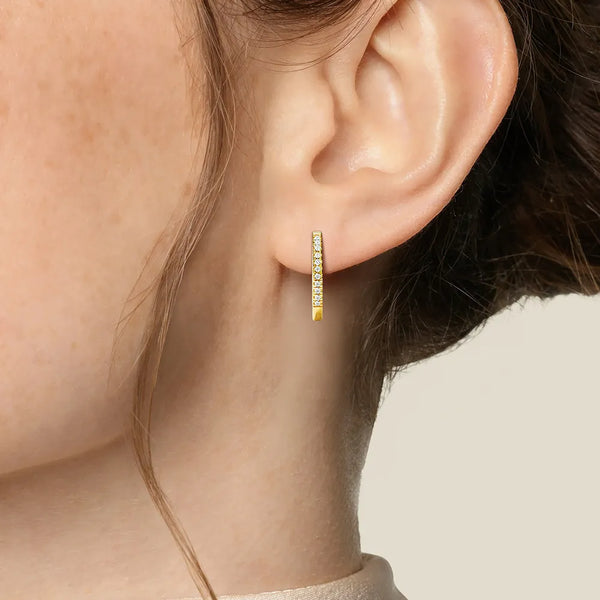 Pave Moissanite Huggie Hoop Earrings