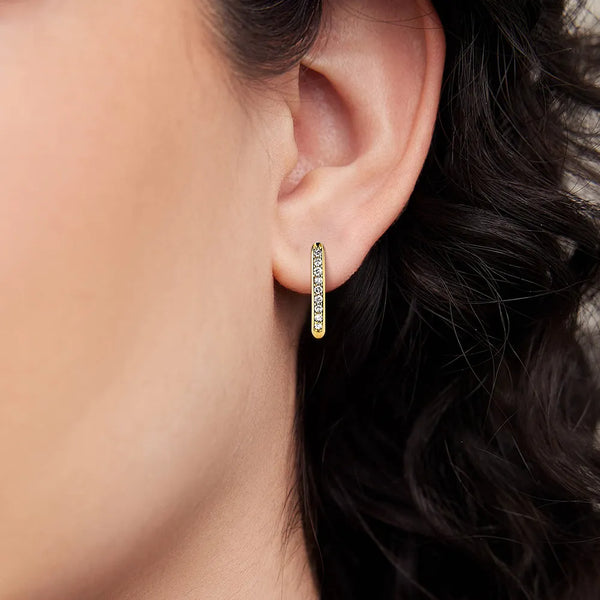 U-Shape Moissanite Paved Huggie Hoop Earrings