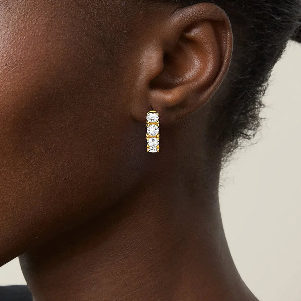 Half Eternity Moissanite Huggie Hoop Earrings