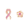 “Ribbon & Rose” Breast Cancer Awareness Mismatched Earrings