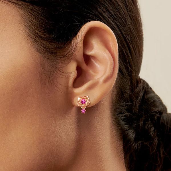 "Blossom of Hope" Breast Cancer Awareness Rose Earrings