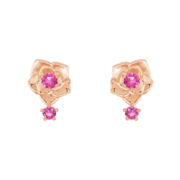 "Blossom of Hope" Breast Cancer Awareness Rose Earrings