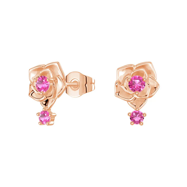 "Blossom of Hope" Breast Cancer Awareness Rose Earrings