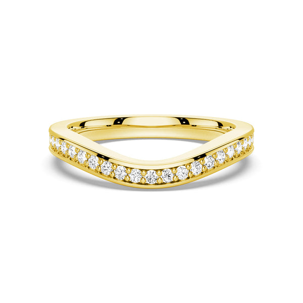 V Curved Moissanite Wedding Band with Pavé Setting