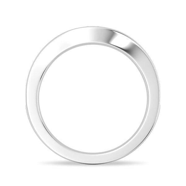 V Curved Moissanite Wedding Band with Pavé Setting